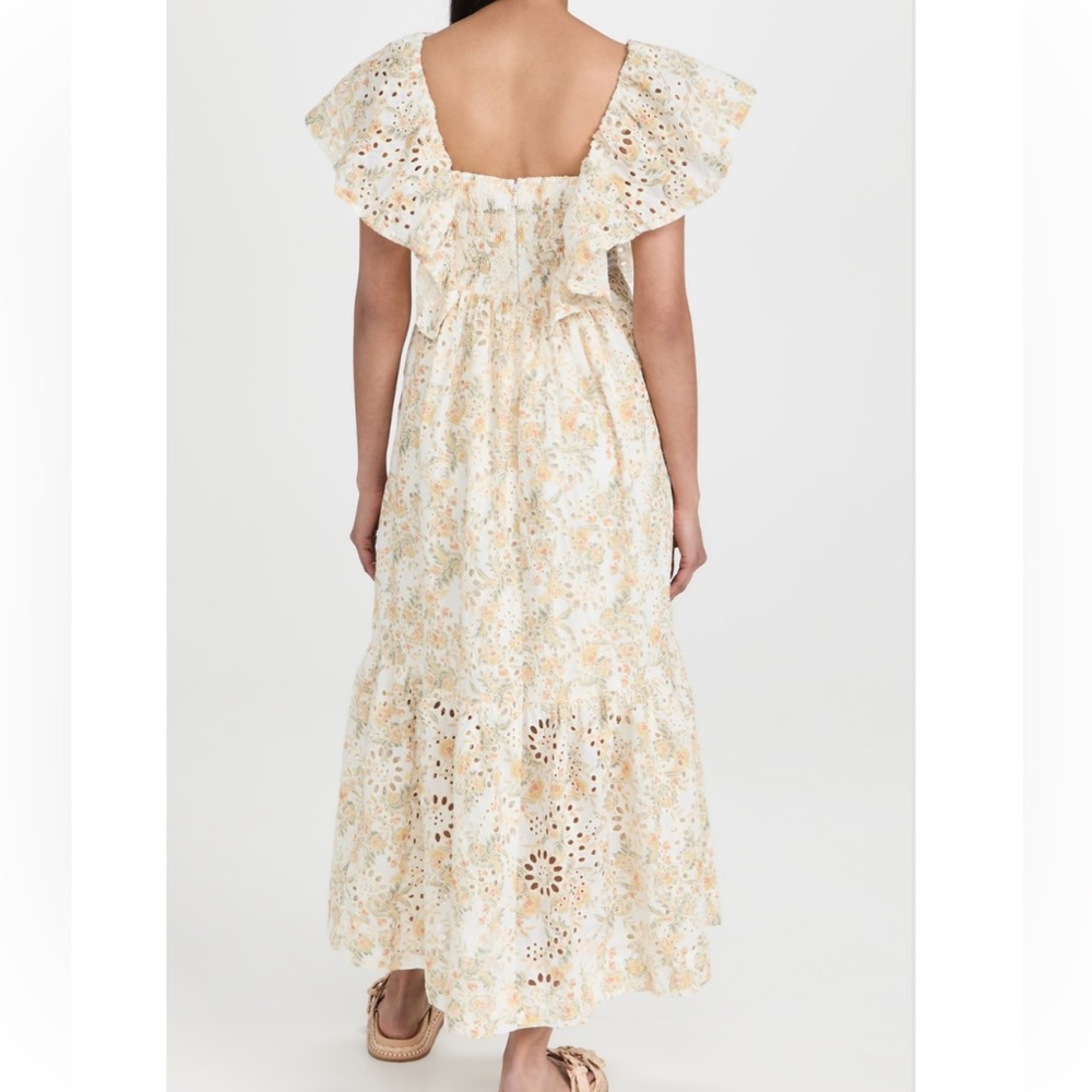 En Saison Opposites Eyelet Yellow Floral Midi Dress Size Medium Retail $176 - Picture 2 of 4